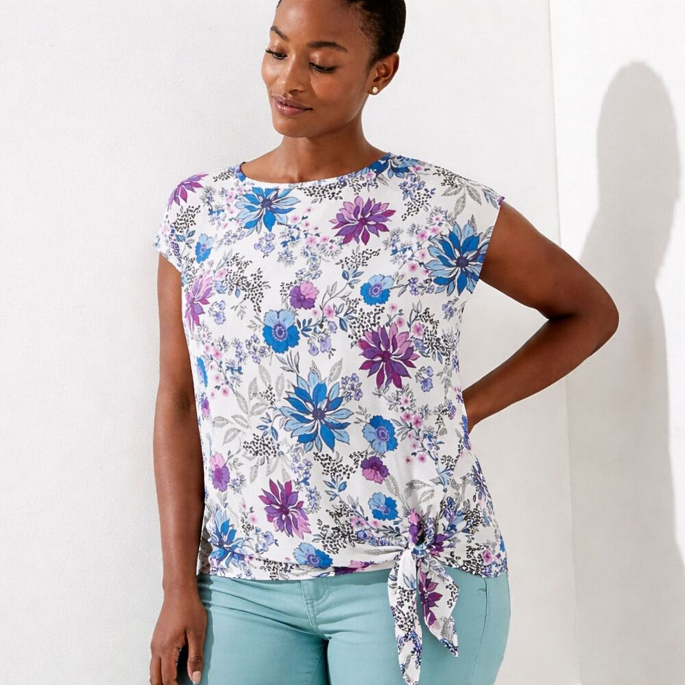 Loft Top Size Large Floral Lightweight Cap Sleeve NWOT